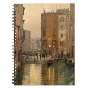 Vintage Venice Canal Golden Hour Notebook