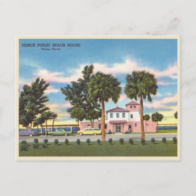 Vintage Venice, Florida public beach Postcard (Front)
