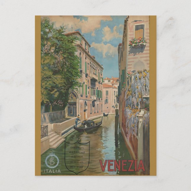 Vintage Venice Italy Canal Gondola Postcard (Front)