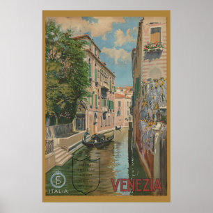 Vintage Venice Italy Canal Gondola Poster