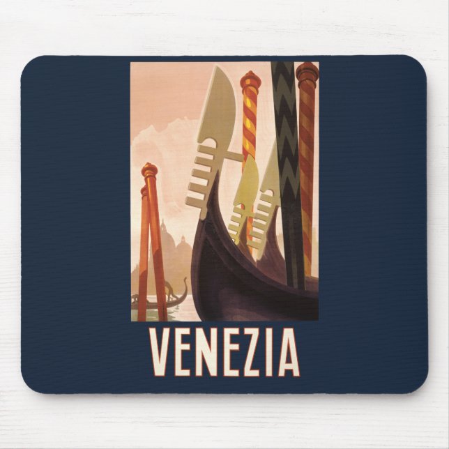 Vintage Venice Italy Gondola Travel Mouse Mat (Front)