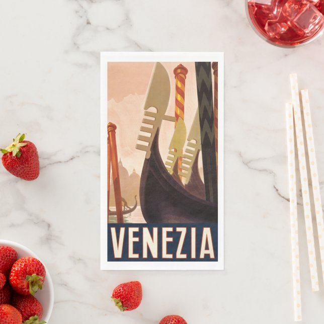 Vintage Venice Italy Gondola Travel Napkin (Insitu)