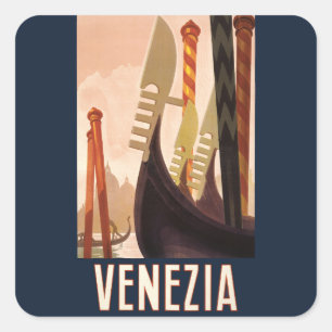 Vintage Venice Italy Gondola Travel Square Sticker