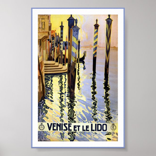 Vintage Venice Italy Gondola Venise Lido Poster (Front)