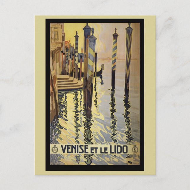 Vintage Venice Italy Gondolas Canal Travel Postcard (Front)