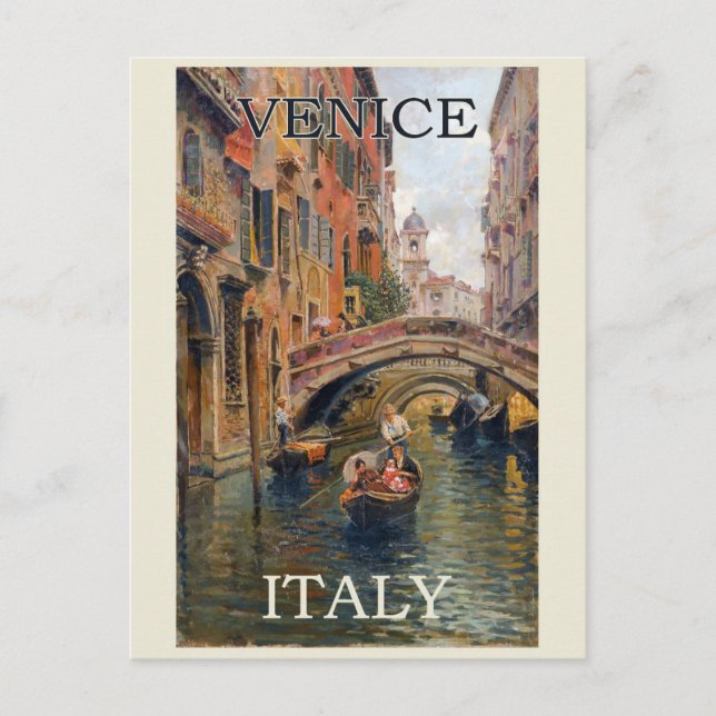 Vintage Venice Italy Italian Gondola Travel Postcard (Front)