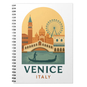 Vintage Venice Italy Travel Gondola and City Retro Notebook