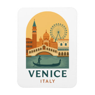 Vintage Venice Italy Travel Magnet – Retro Gondola