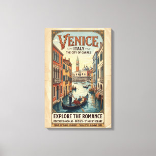 Vintage Venice Italy Travel Poster Canvas Print
