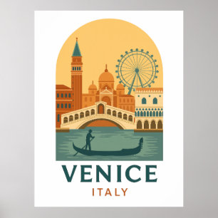 Vintage Venice Italy Travel Poster – Minimalist