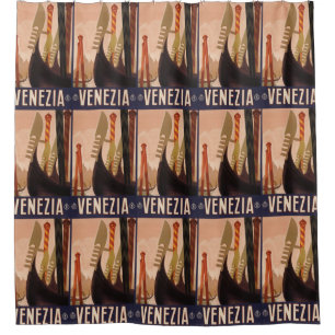 Vintage Venice Italy Travel Poster shower curtain