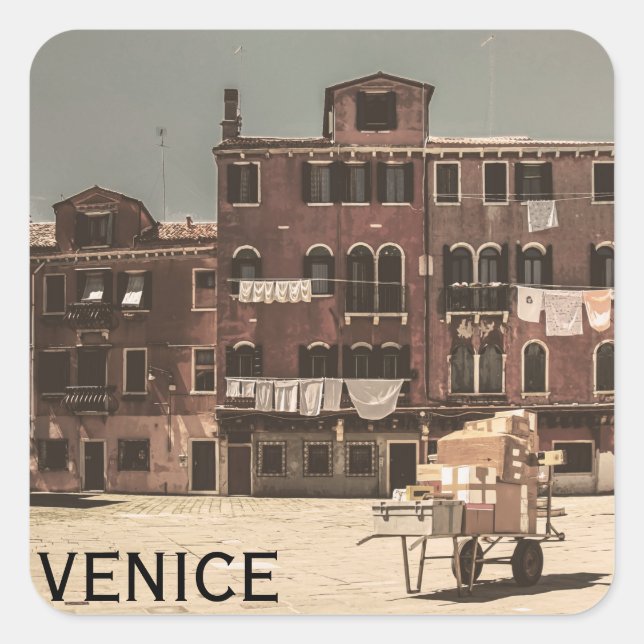 Vintage Venice Square Sticker (Front)