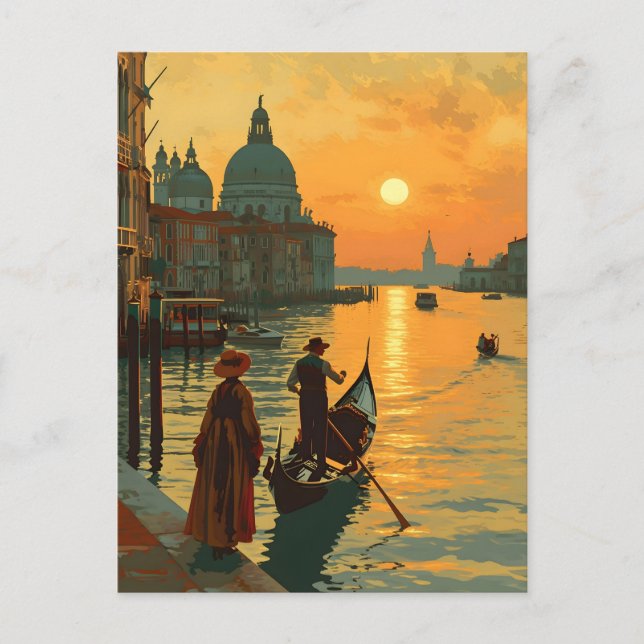 Vintage Venice Sunset Postcard (Front)