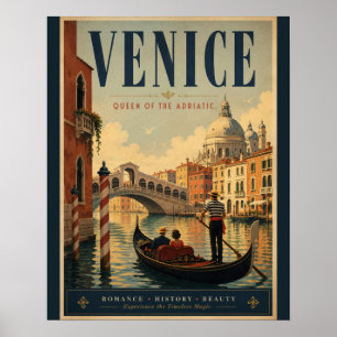 Vintage Venice Travel Poster Illustration with Gon
