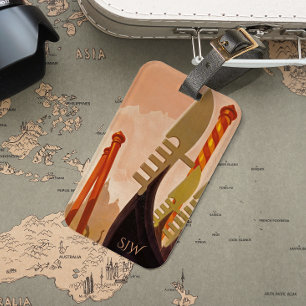 Vintage Venice Travel Poster Monogram Luggage Tag