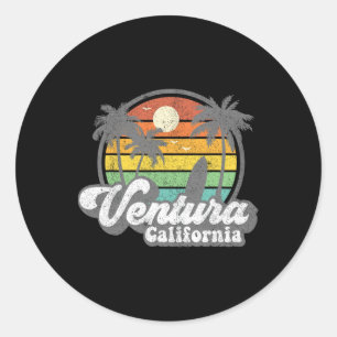 Vintage Ventura Beach California Ca Surfing Retro Classic Round Sticker