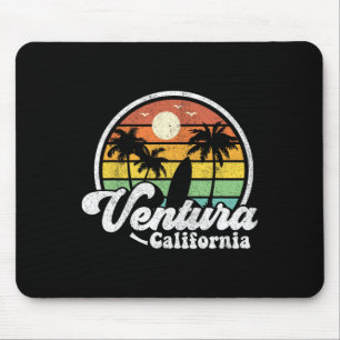 Vintage Ventura Beach California Ca Surfing Retro Mouse Mat
