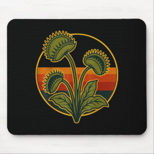 Vintage Venus Flytrap Retro Sunset Carnivorous Pla Mouse Mat