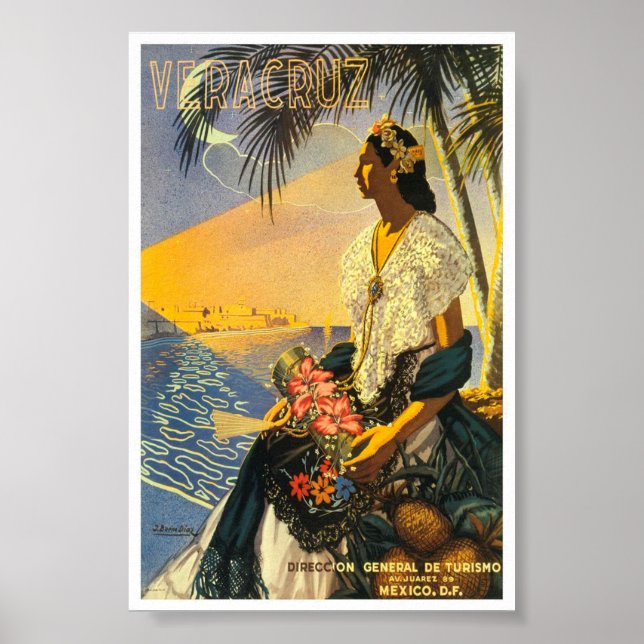 Vintage Veracruz Mexico Art Travel Classic Poster (Front)