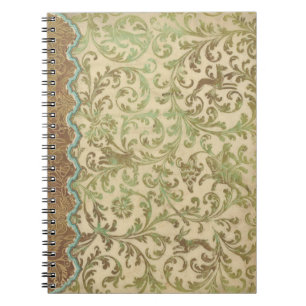 Vintage Verdigris Scroll Spiral Journal Notebook