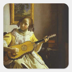 Vintage Vermeer The Guitar Player Sticker