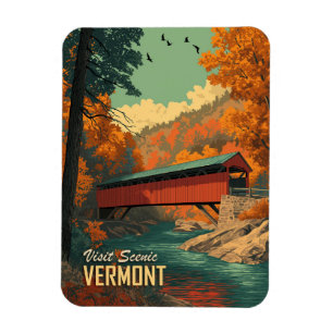 Vintage Vermont Covered Bridge Travel  Magnet