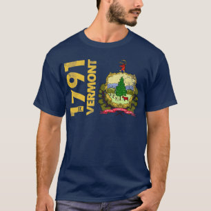 Vintage Vermont Est 1791 State Flag Home Love T-Shirt