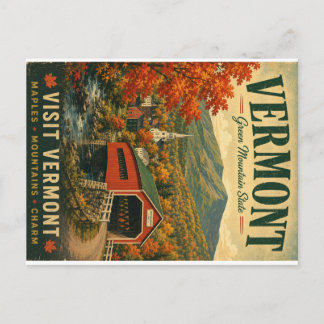Vintage Vermont Green Mountain State Autumn Landsc Holiday Postcard