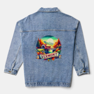 Vintage Vermont Map T-Shir – Retro Retro us state Denim Jacket