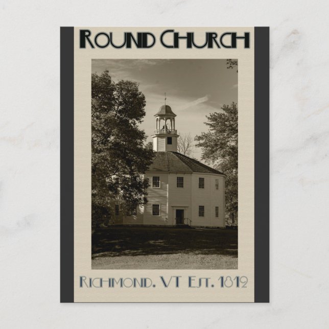 Vintage Vermont Round Church Travel Postcard (Front)