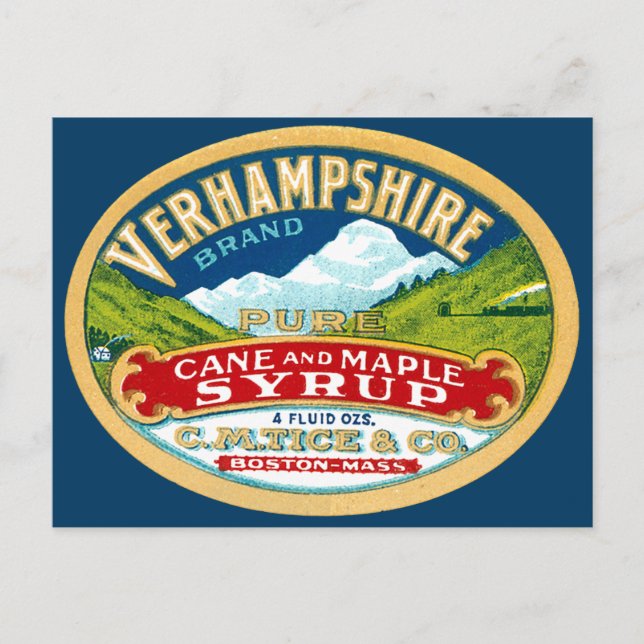 Vintage Vernhampshire Cane and Maple Syrup Label Postcard (Front)
