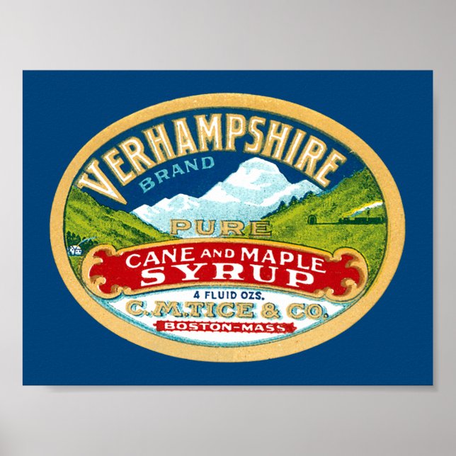 Vintage Vernhampshire Cane and Maple Syrup Label Poster (Front)