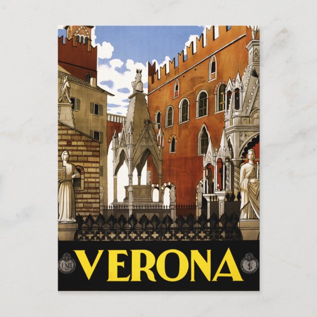 Vintage Verona Italy Architecture Travel Postcard (Front)
