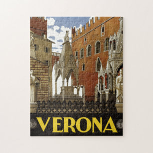 Vintage Verona Italy Europe Travel Illustration Jigsaw Puzzle