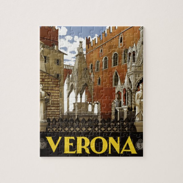 Vintage Verona Italy Europe Travel Illustration Jigsaw Puzzle (Vertical)