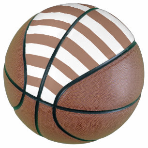 Vintage Vertical Stripes Mocha Mousse White Basketball