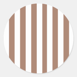Vintage Vertical Stripes Mocha Mousse White Classic Round Sticker