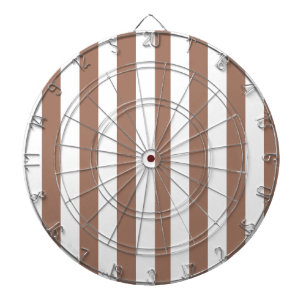Vintage Vertical Stripes Mocha Mousse White Dartboard