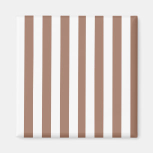 Vintage Vertical Stripes Mocha Mousse White Magnet
