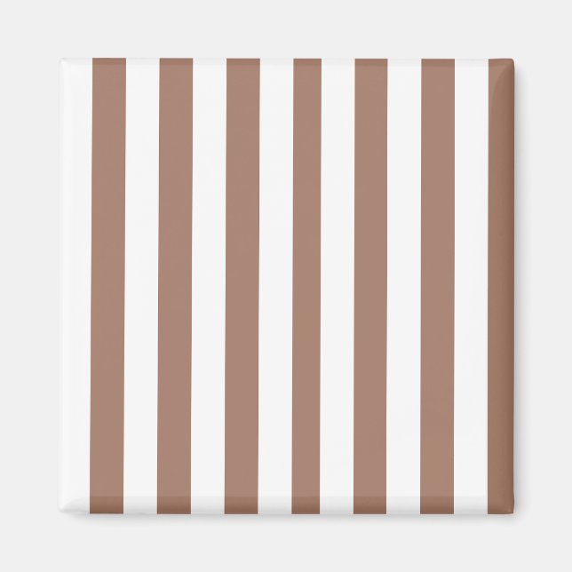 Vintage Vertical Stripes Mocha Mousse White Magnet (Front)