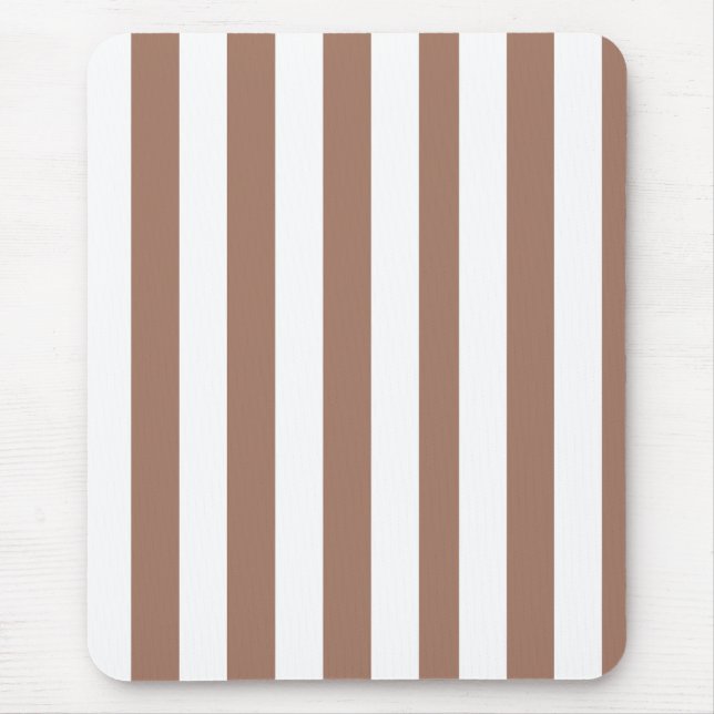 Vintage Vertical Stripes Mocha Mousse White Mouse Mat (Front)