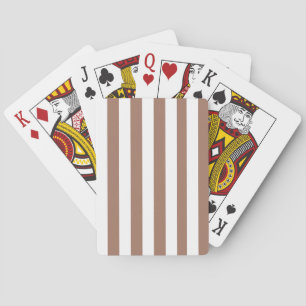 Vintage Vertical Stripes Mocha Mousse White Playing Cards