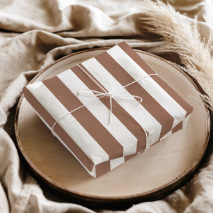 Vintage Vertical Stripes Mocha Mousse White Tissue Paper
