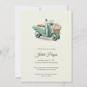 Vintage Vespa Flower Basket Bridal Shower Invitation