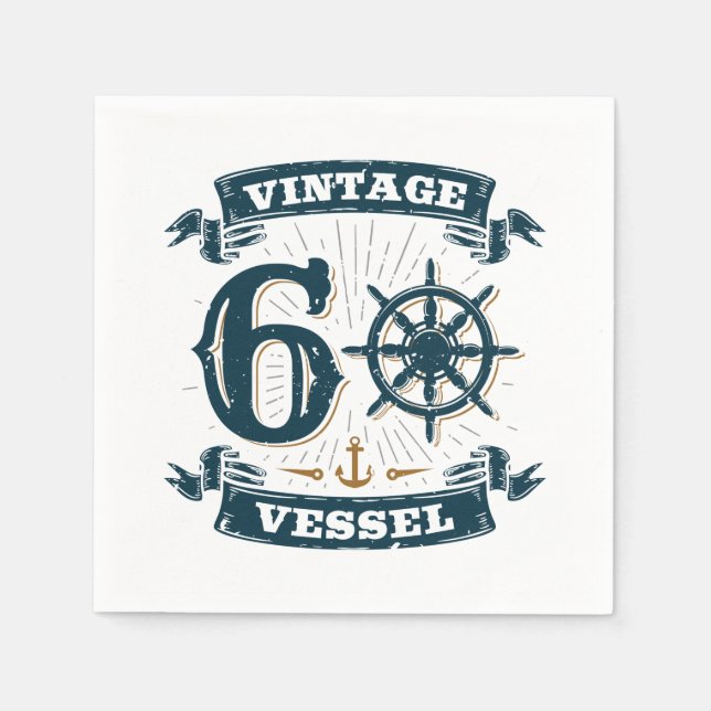 Vintage Vessel 60th Birthday 60 Years Old Napkin (Front)
