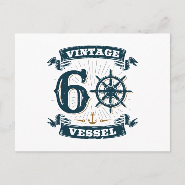 Vintage Vessel 60th Birthday 60 Years Old Postcard (Front)