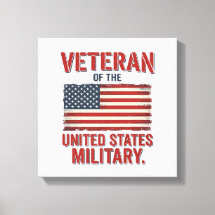 Vintage Veteran USA Flag Military Vector Design_1 Canvas Print