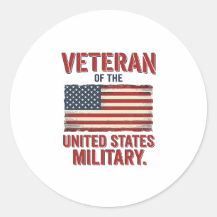 Vintage Veteran USA Flag Military Vector Design_1 Classic Round Sticker