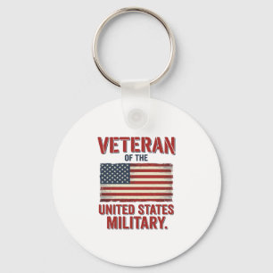 Vintage Veteran USA Flag Military Vector Design_1 Key Ring