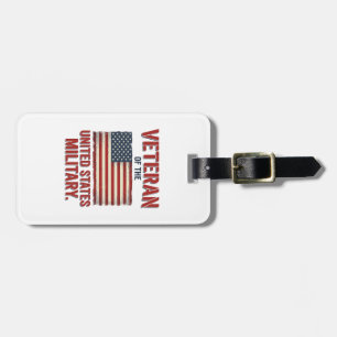 Vintage Veteran USA Flag Military Vector Design_1 Luggage Tag